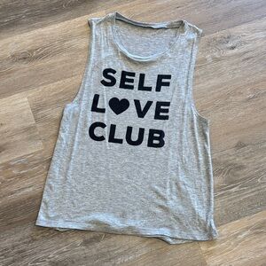 Gray Sleeveless Self Love Club Muscle Tank Top